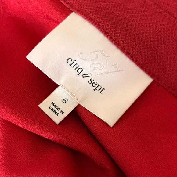 Cinq a Sept Long Sleeve McKenna Knot-Front Shirtdress Warm Cranberry Size 6 - Picture 7 of 9